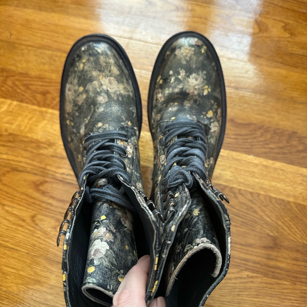 Free People Santa Fe Black Floral Combat Boots - Picture 5 of 9